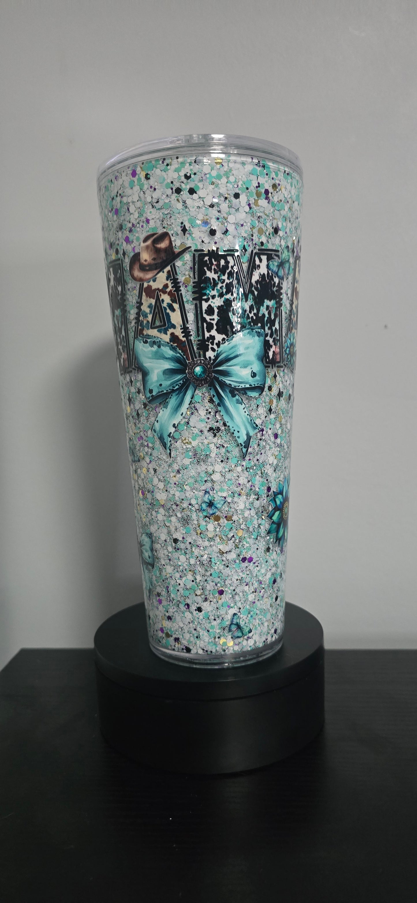 24oz white/teal/gold/purple western MAMA