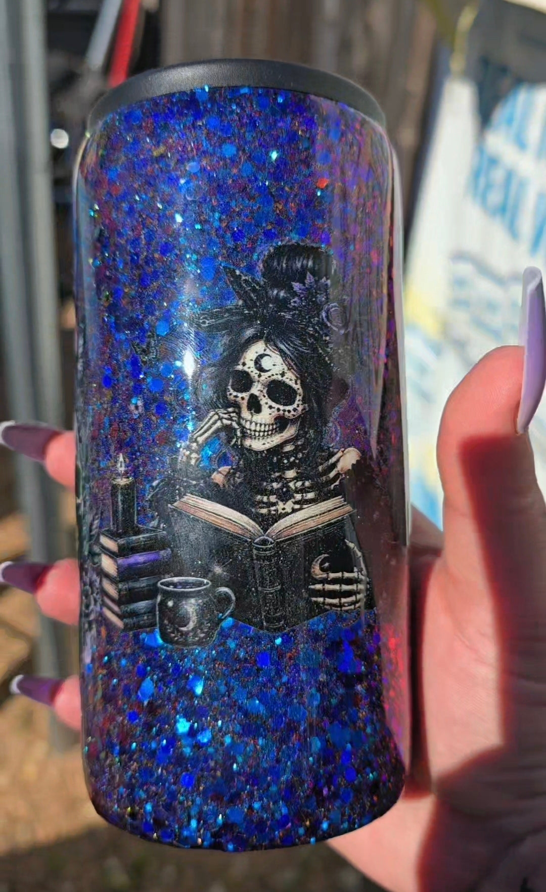 12oz goth reader slim can koozie