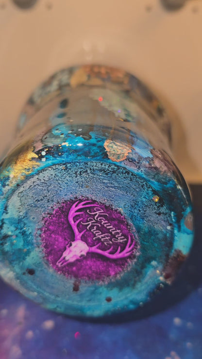 40oz teal bullskull rustic raindrop