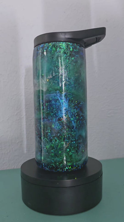 15oz blue green galaxy clip cup
