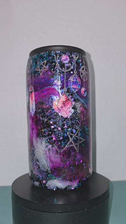 12oz slim can galaxy bullskull koozie