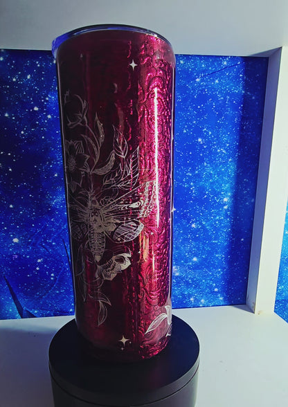 Garnet red moth 20oz epoxy tumbler