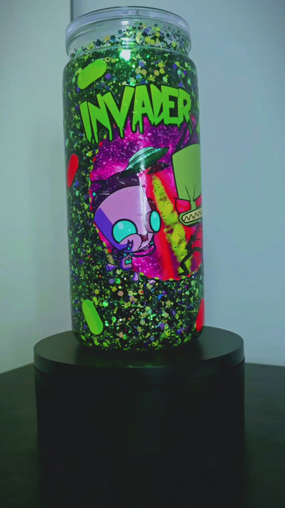Invader zim 20oz glitter cup premade