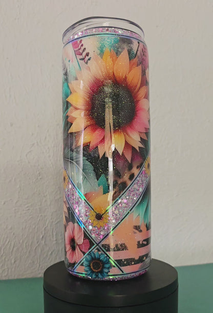 20oz just breathe Sunflower tumbler