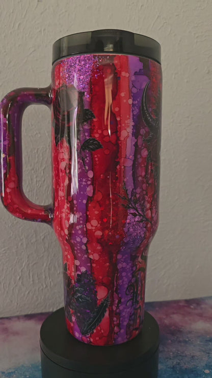 40oz red purple rustic raindrop