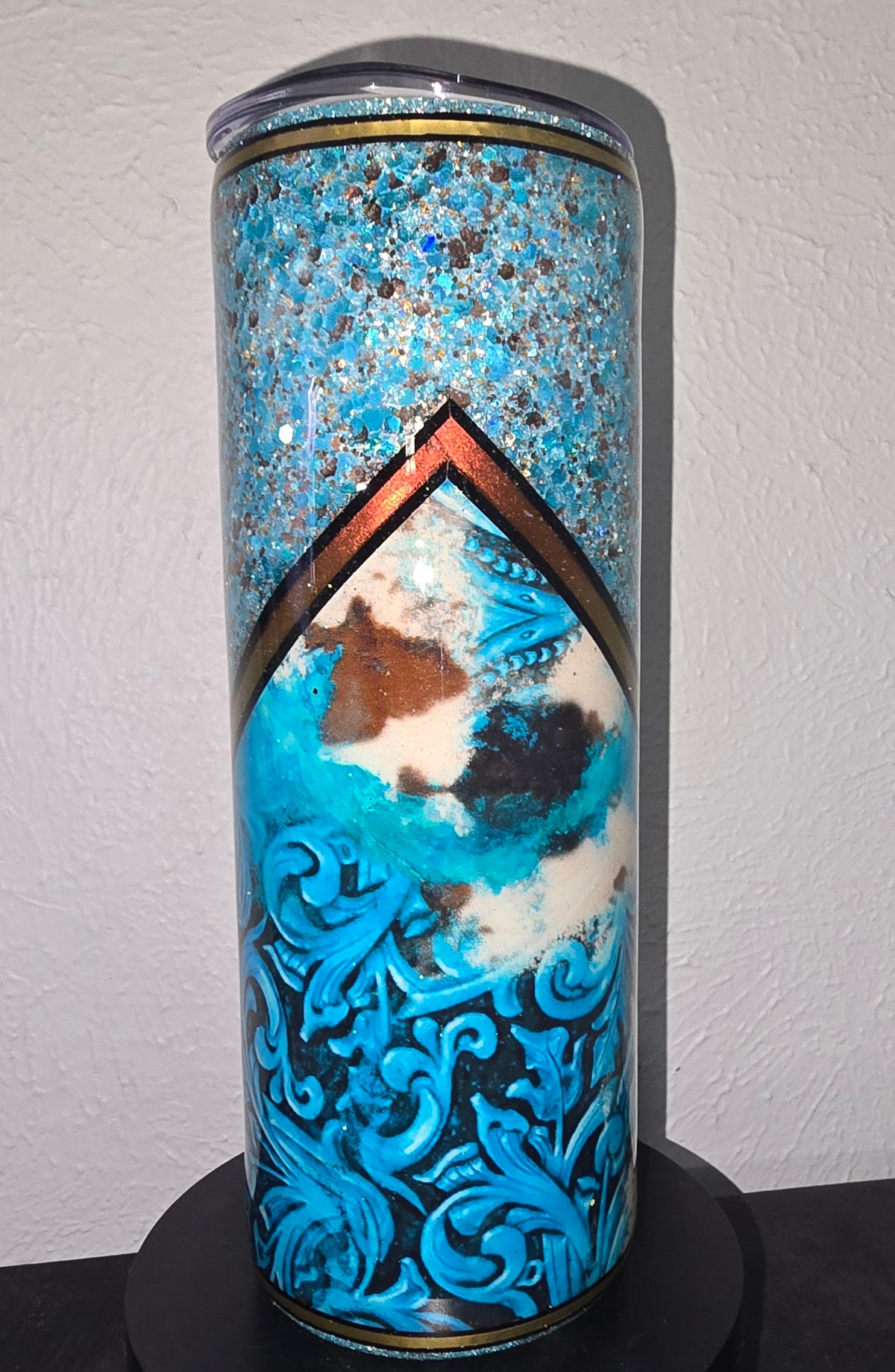 20oz cowprint rose tumbler