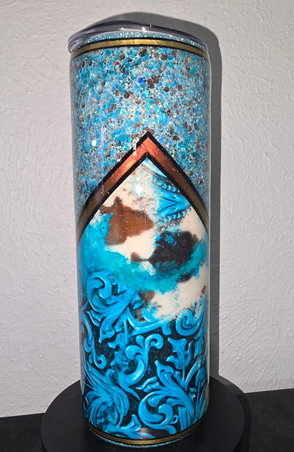 20oz cowprint rose tumbler