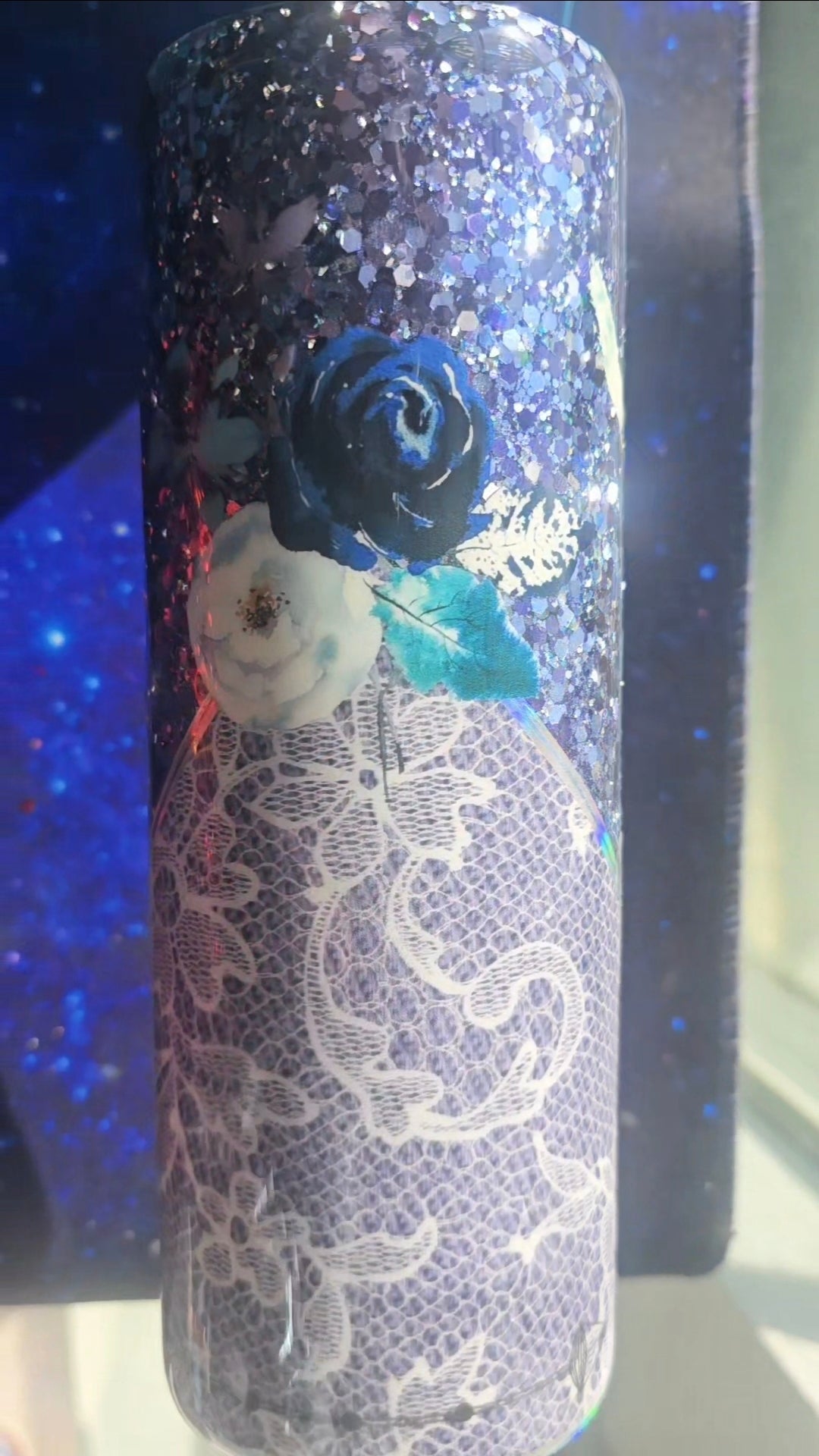 Navy bullskull epoxy tumbler