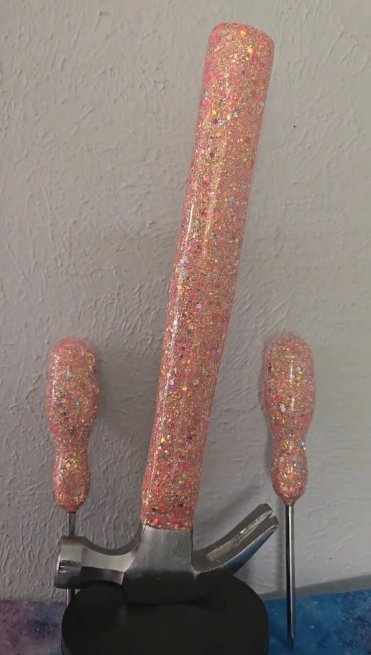 Pink and gold large 3 piece tool set