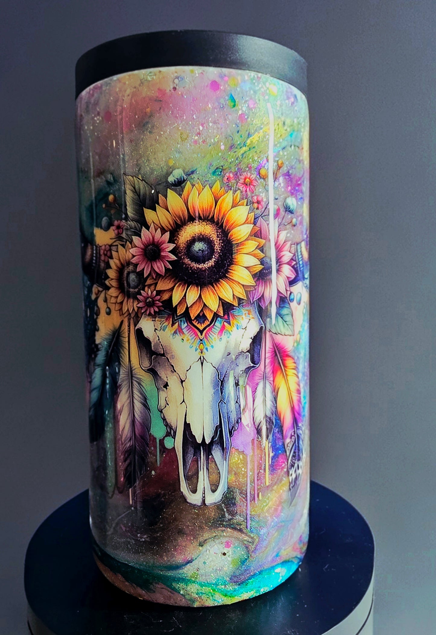 12oz slim can bullskull koozie