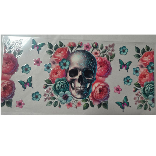 Pink floral skull