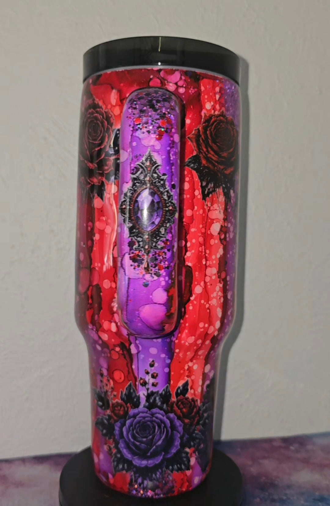 40oz red purple rustic raindrop