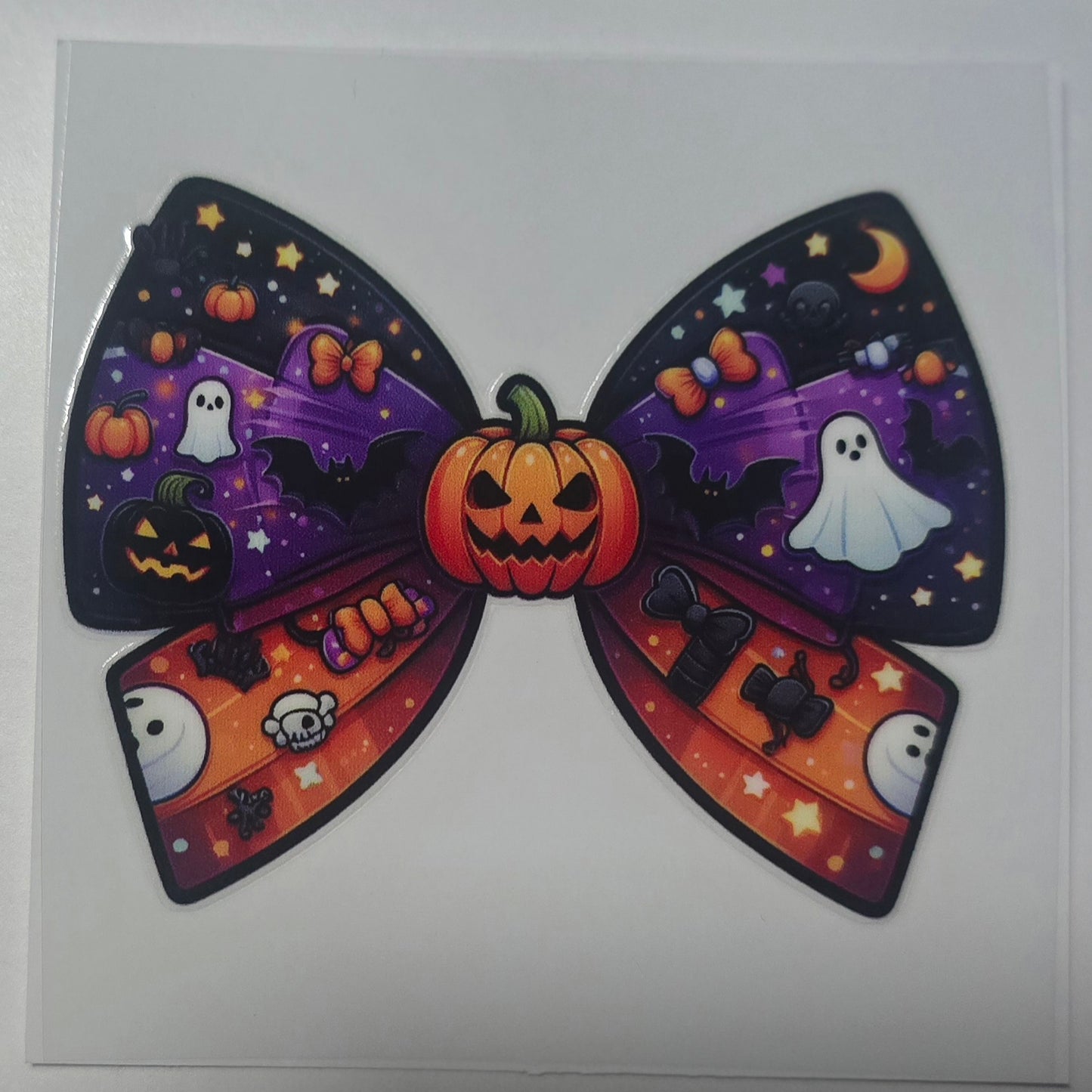Purple orange pumpkin bow