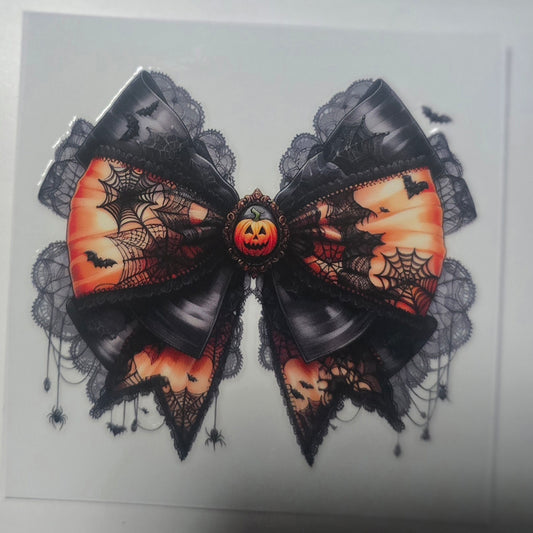 Orange lace halloween bow