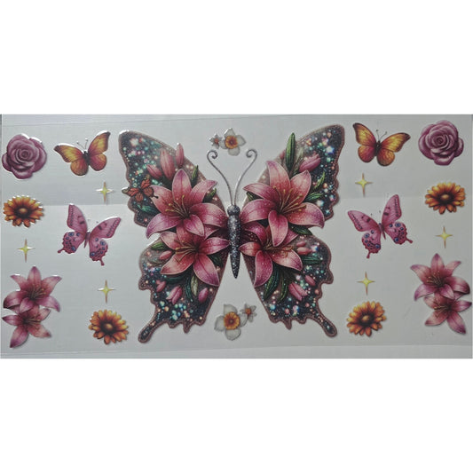 Pink floral butterfly