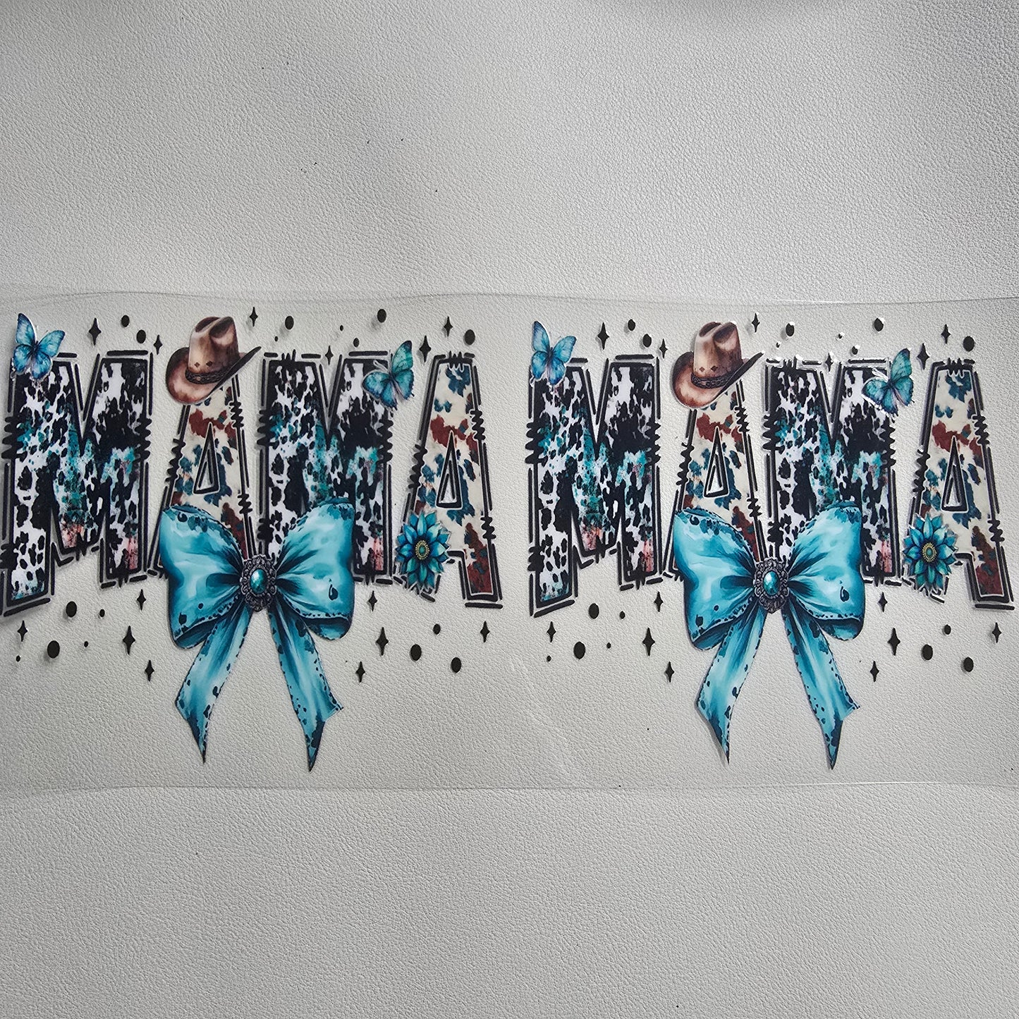 Blue western Mama with bows