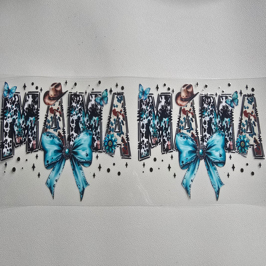 Blue western Mama with bows