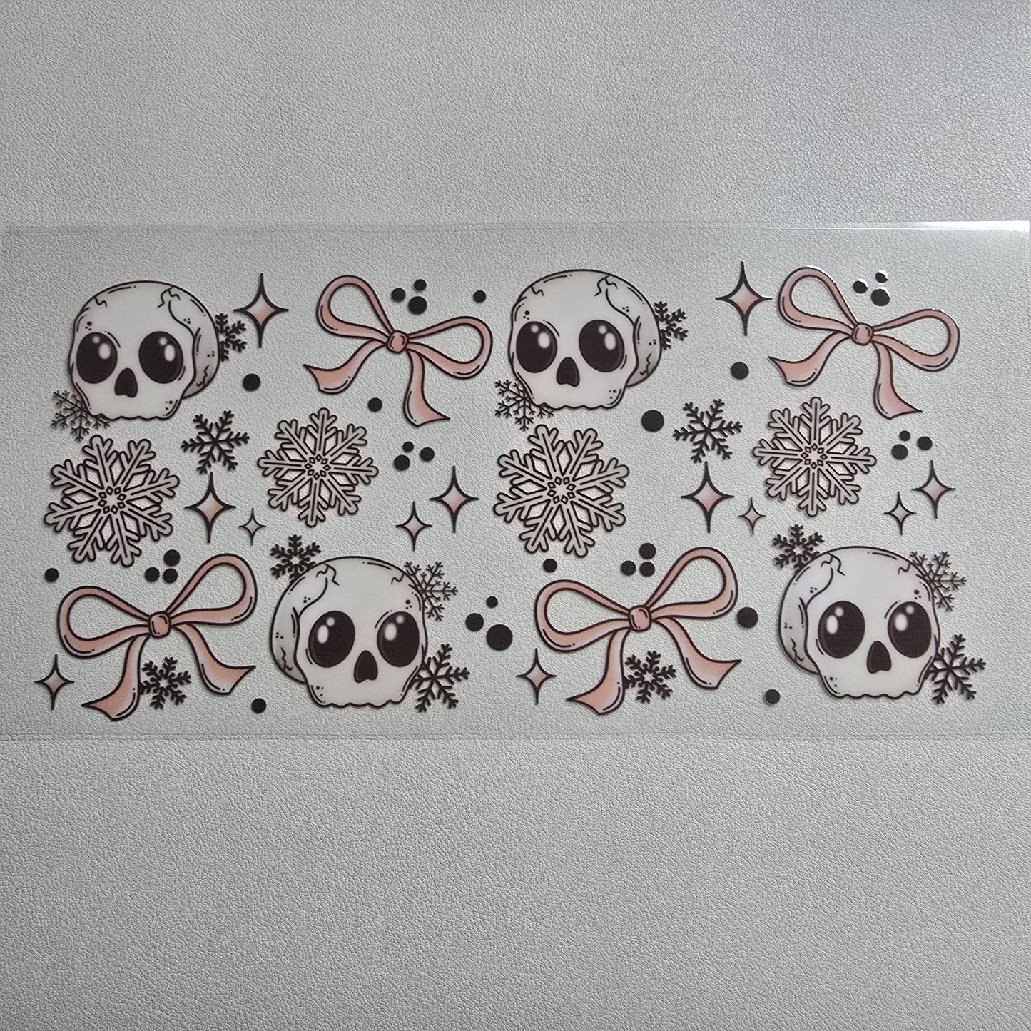 Pink skulls and snowflakes