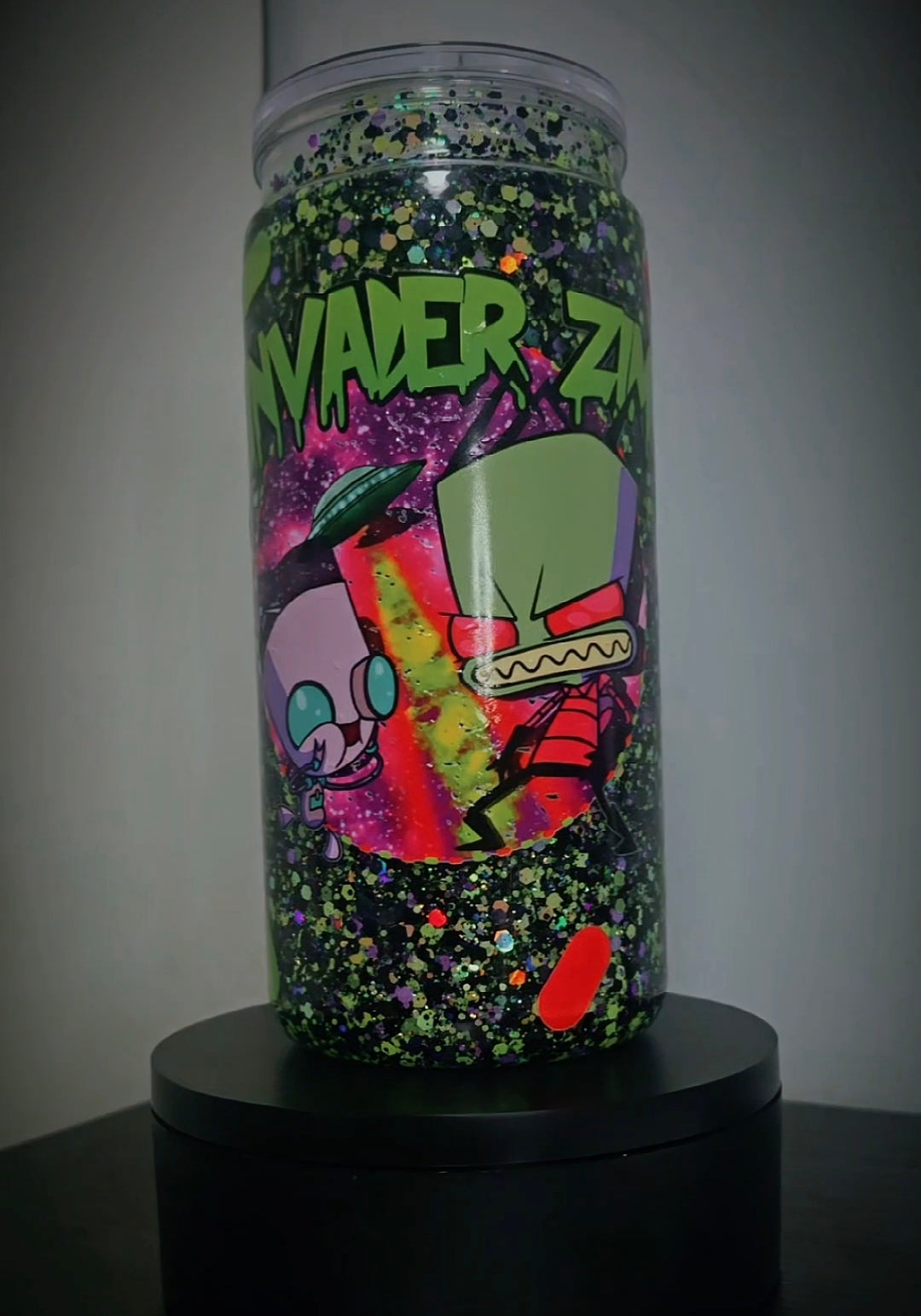 Invader zim 20oz glitter cup premade