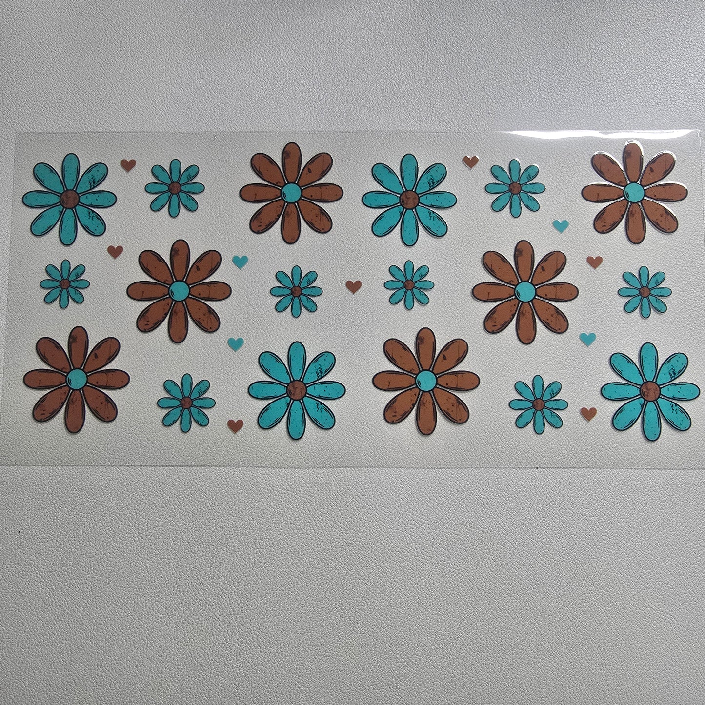 Teal and brown flowers