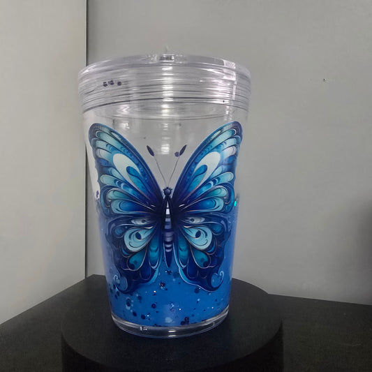 12oz Blue butterfly lava tumbler (perfect for kids)