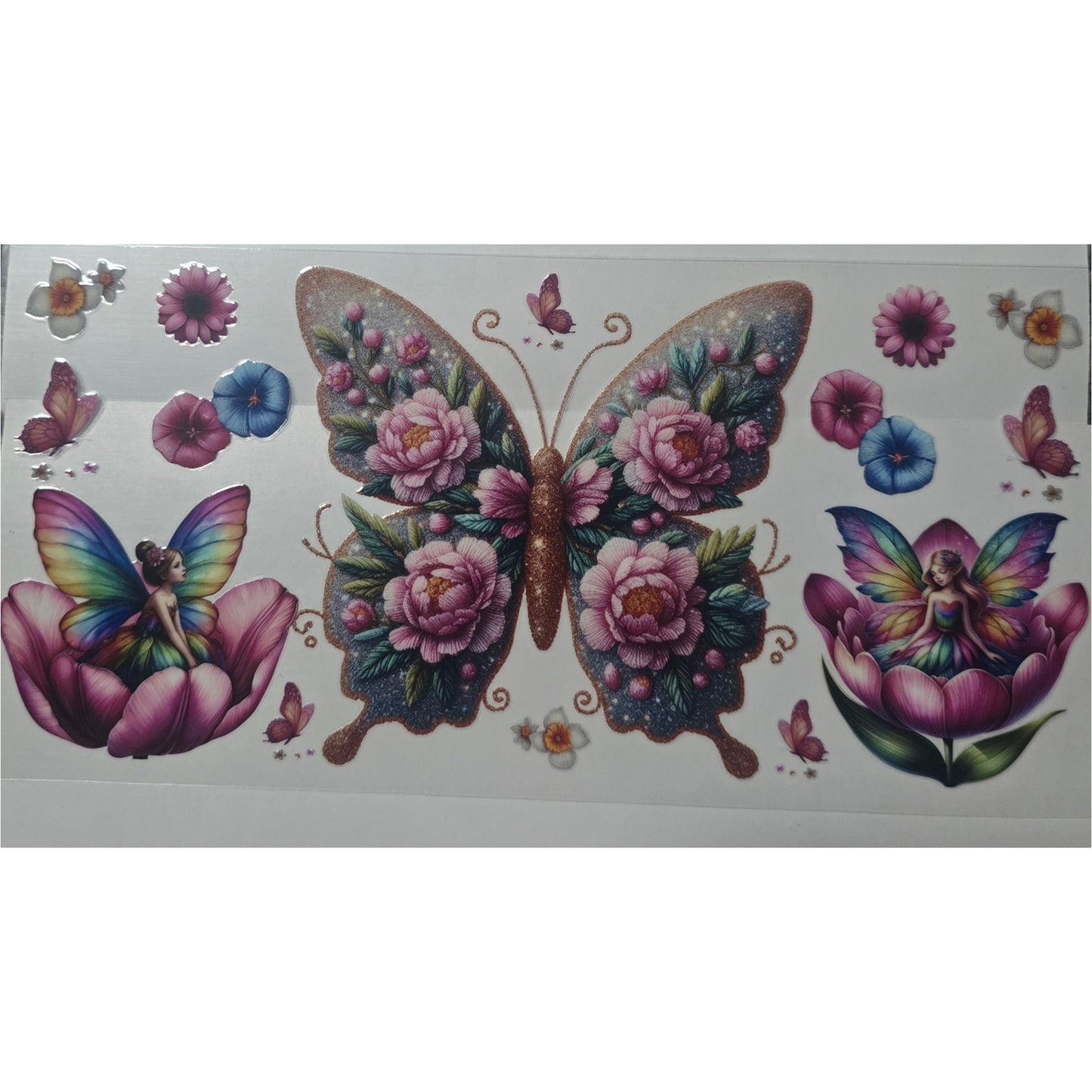 Pink butterfly and faries