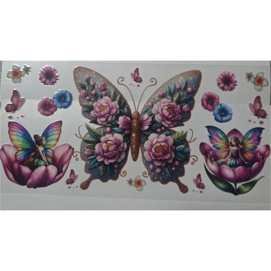 Pink butterfly and faries