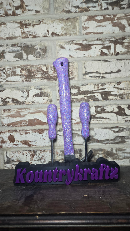 Purple hammer and screwdriver set