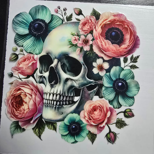 Teal peach skull