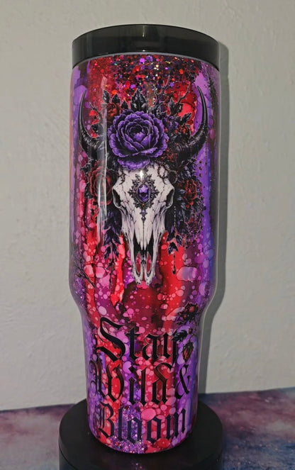 40oz red purple rustic raindrop