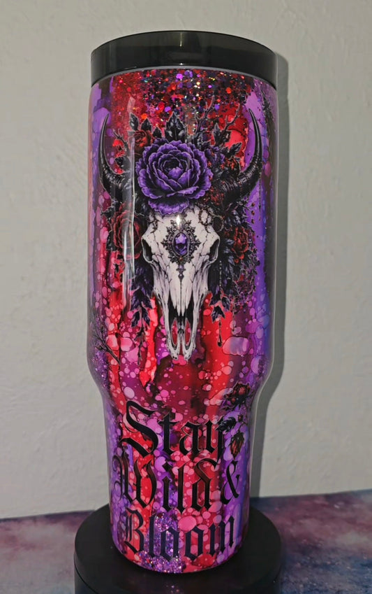 40oz red purple rustic raindrop