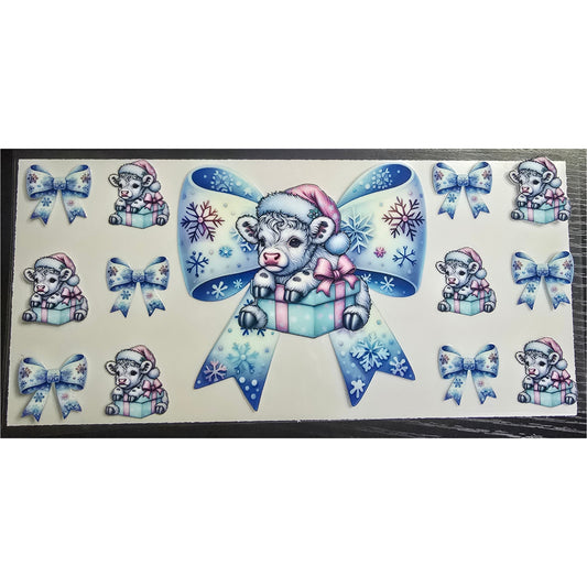 Blue Highland cow bow