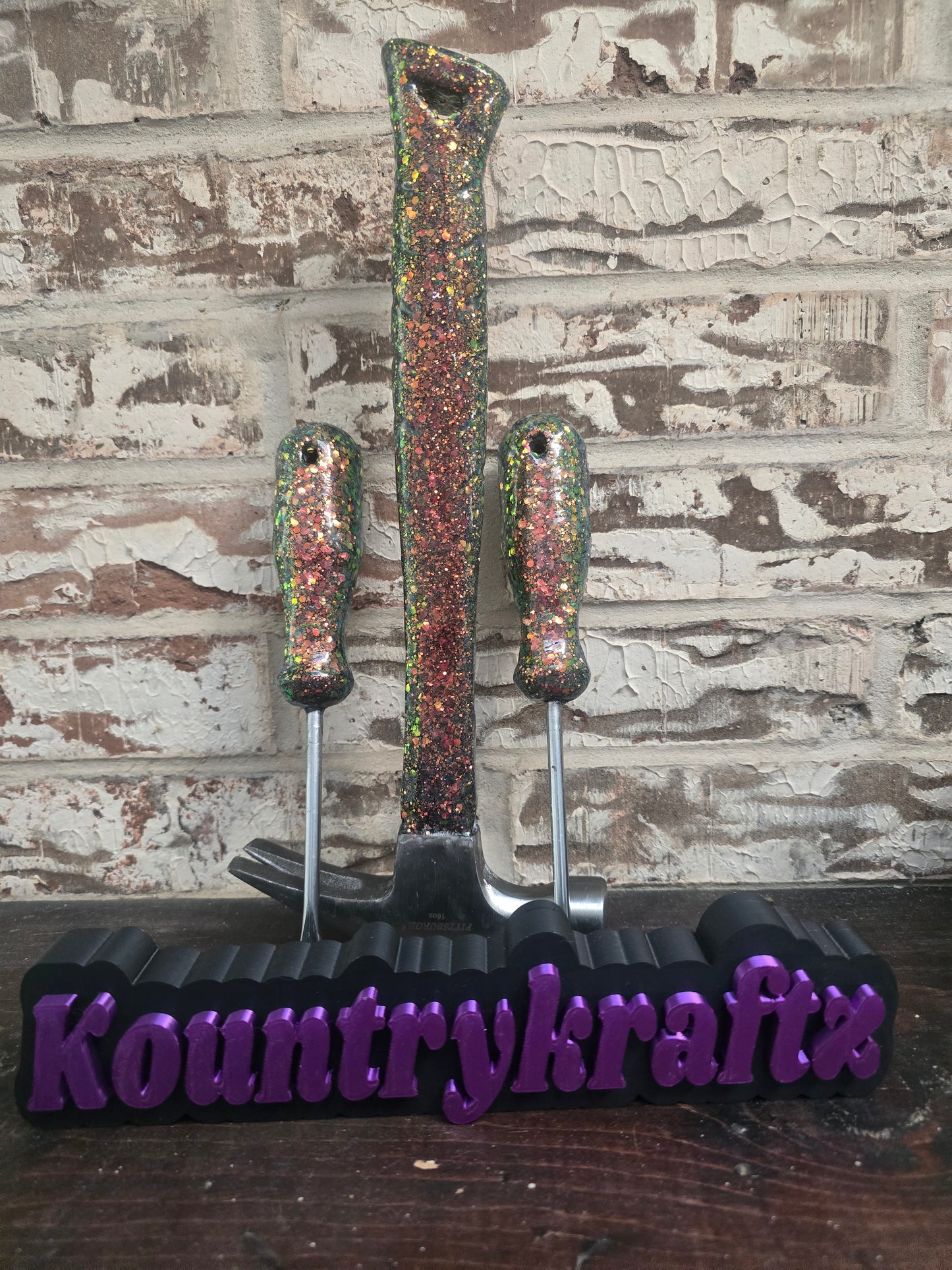 Colorshift glitter hammer and screwdriver set