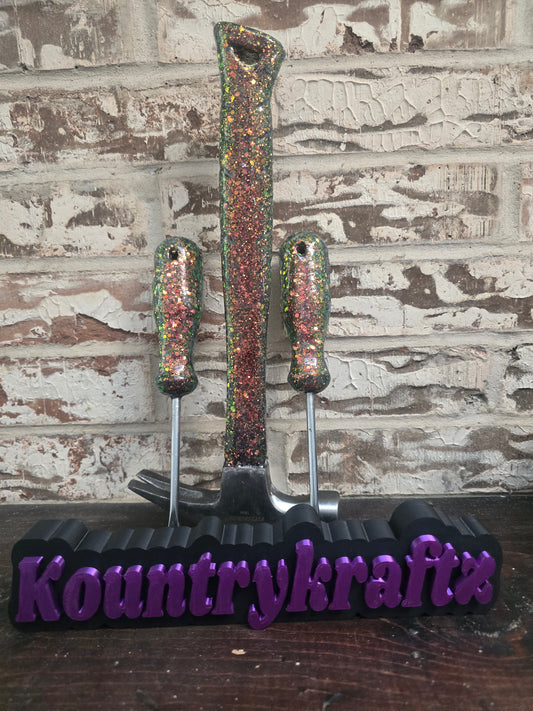 Colorshift glitter hammer and screwdriver set