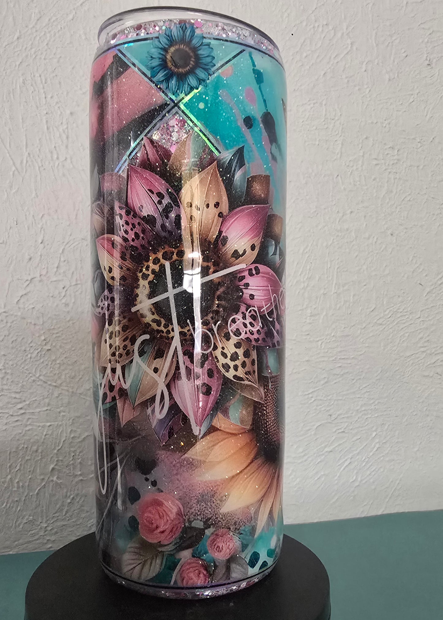 20oz just breathe Sunflower tumbler