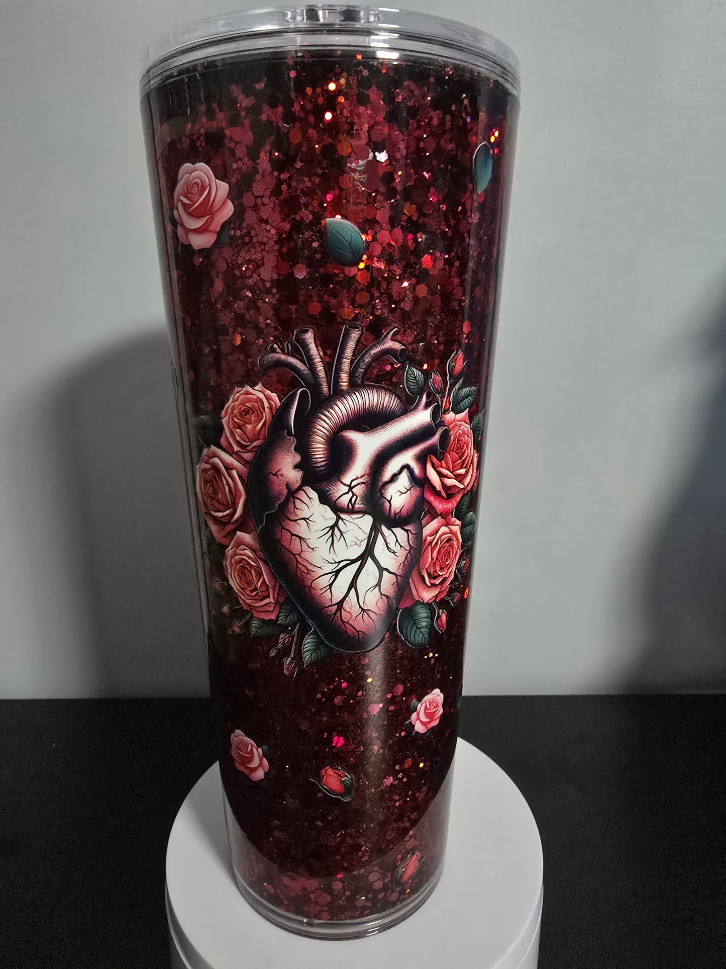 24oz red and black anatomical heart premade