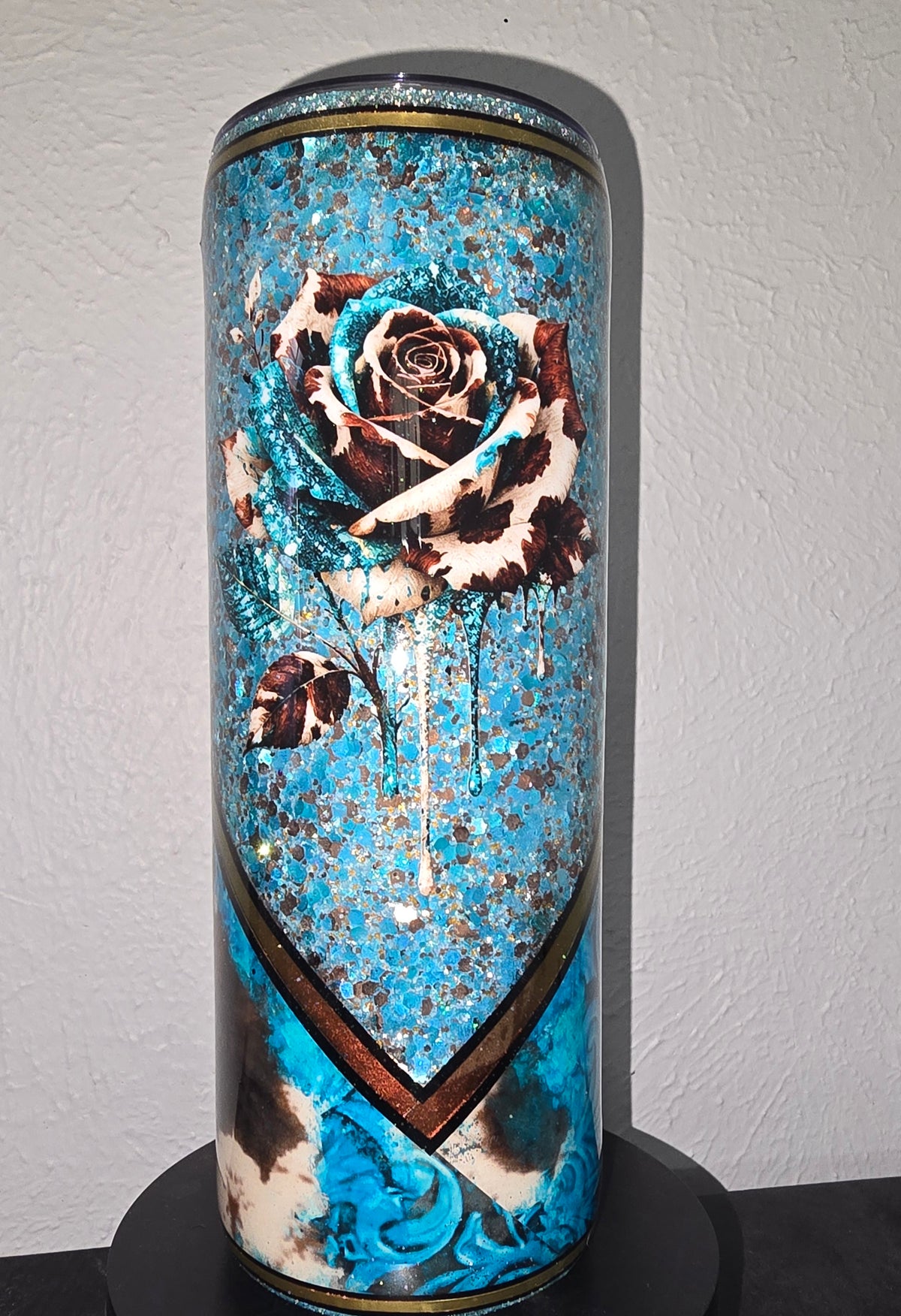 20oz cowprint rose tumbler