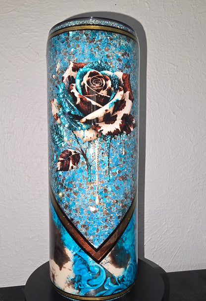 20oz cowprint rose tumbler