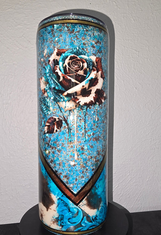 20oz cowprint rose tumbler