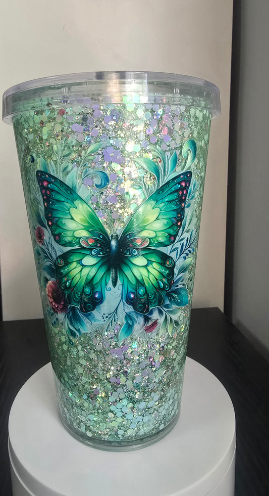 16oz green butterfly premade