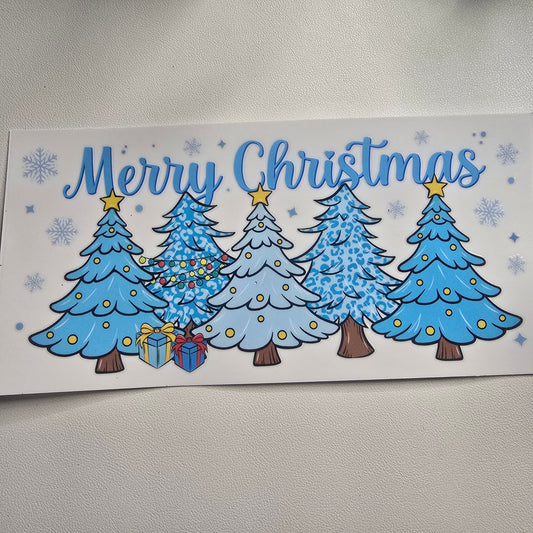 Blue trees merry Christmas