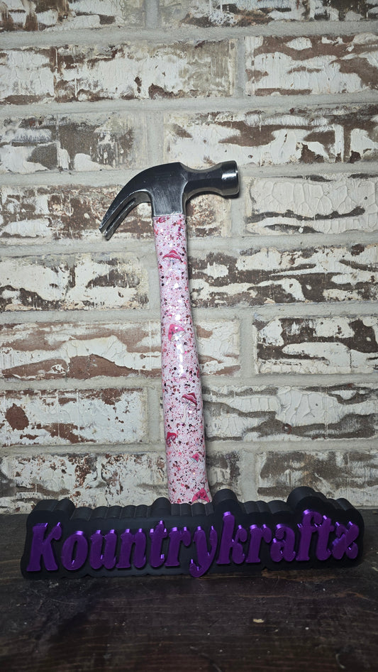 Pink red and white mushroom hammer