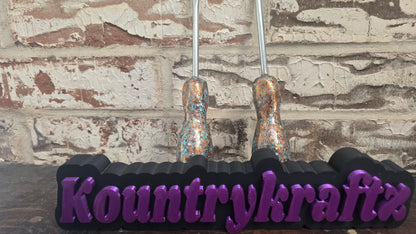 Teal and brown with copper foiling hammer and screwdriver set