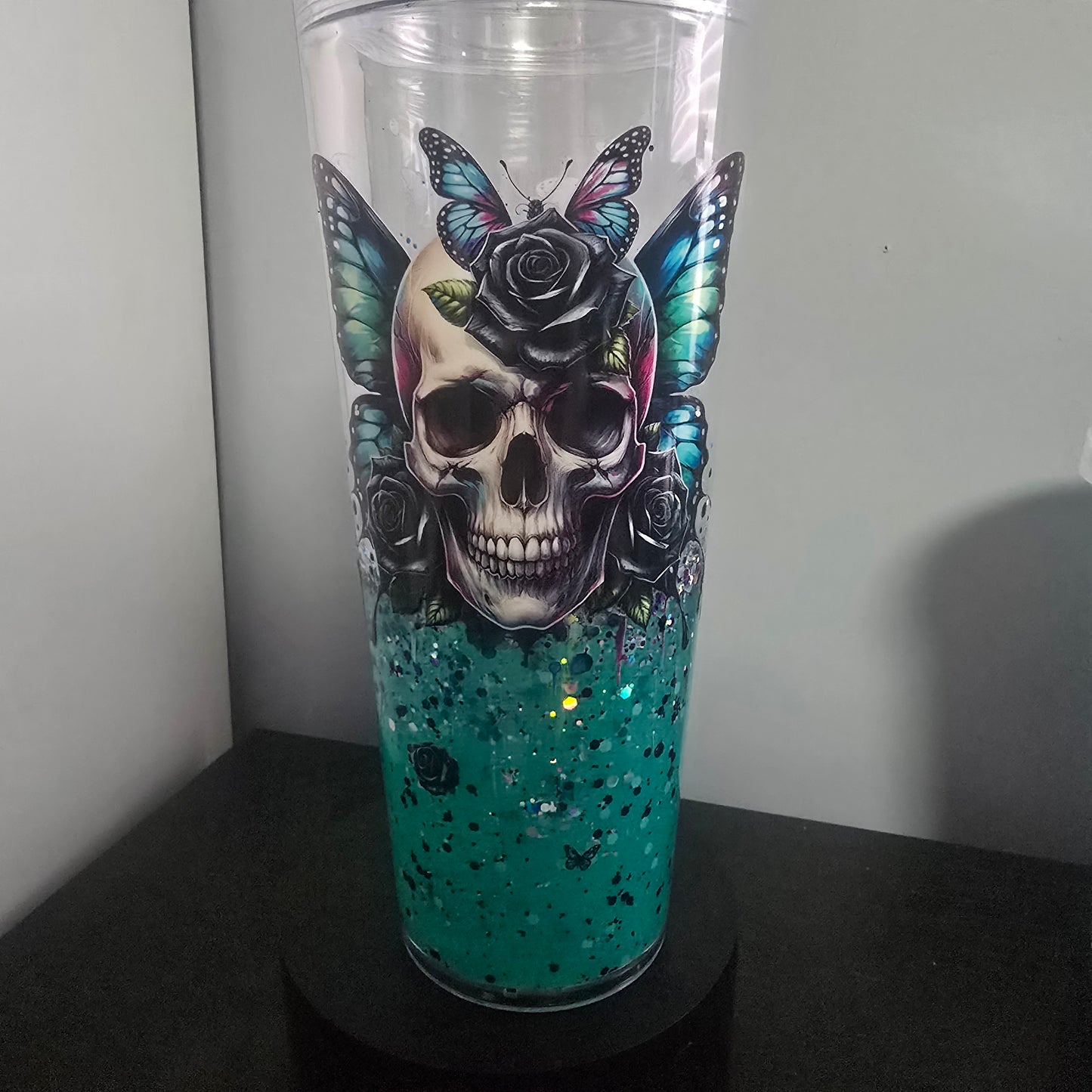 24oz lava drip skull butterfly