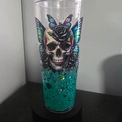24oz lava drip skull butterfly