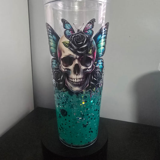 24oz lava drip skull butterfly