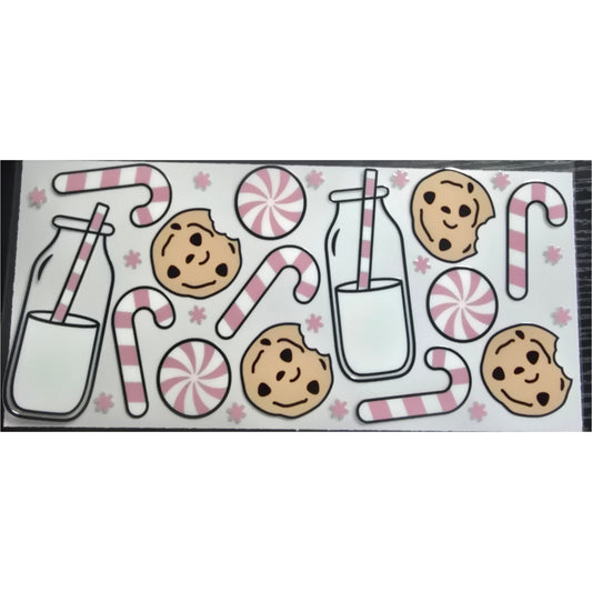 Pink candy cane cookies and milk