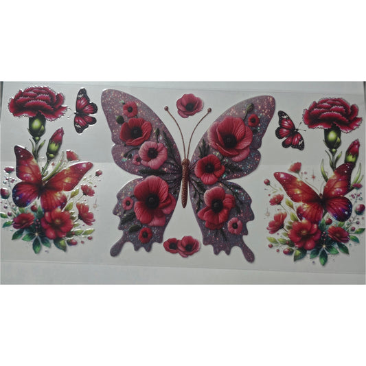 Red flower butterfly