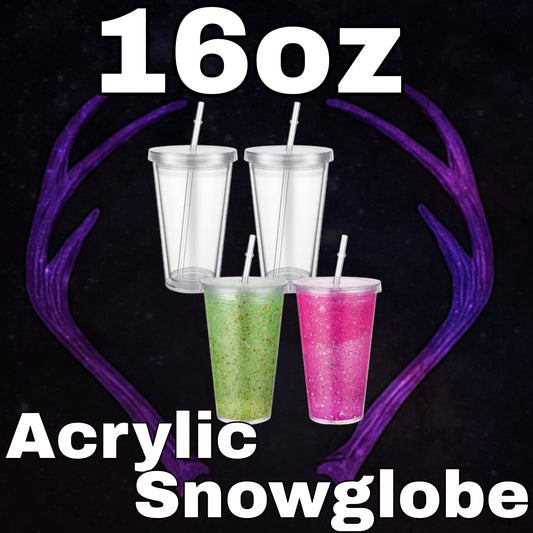 16oz Acrylic snowglobe Tumbler