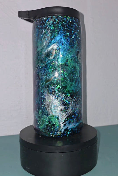 15oz blue green galaxy clip cup